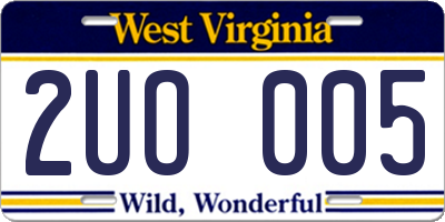 WV license plate 2UO005