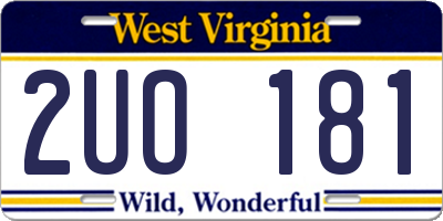 WV license plate 2UO181