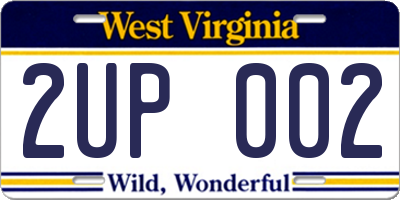 WV license plate 2UP002