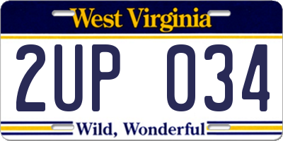 WV license plate 2UP034
