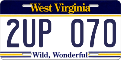 WV license plate 2UP070