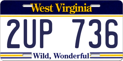 WV license plate 2UP736
