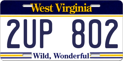 WV license plate 2UP802