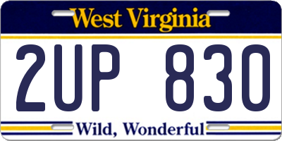 WV license plate 2UP830