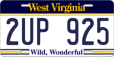WV license plate 2UP925
