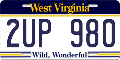 WV license plate 2UP980