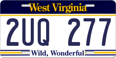 WV license plate 2UQ277