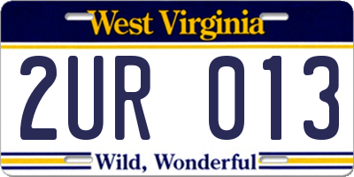 WV license plate 2UR013