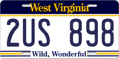 WV license plate 2US898