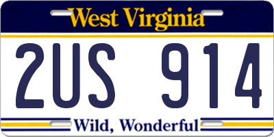 WV license plate 2US914