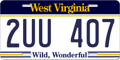WV license plate 2UU407