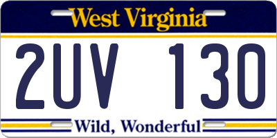 WV license plate 2UV130