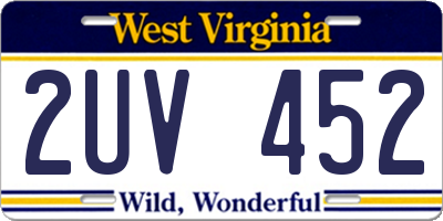 WV license plate 2UV452