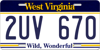 WV license plate 2UV670