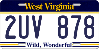 WV license plate 2UV878