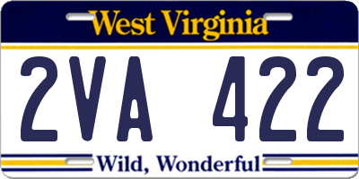 WV license plate 2VA422