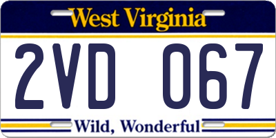 WV license plate 2VD067