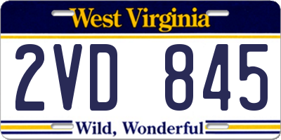 WV license plate 2VD845