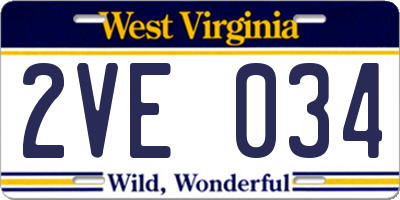 WV license plate 2VE034