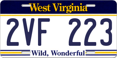 WV license plate 2VF223