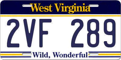 WV license plate 2VF289