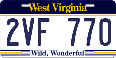 WV license plate 2VF770
