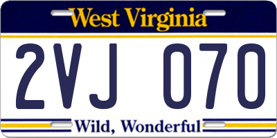 WV license plate 2VJ070