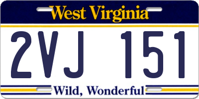 WV license plate 2VJ151