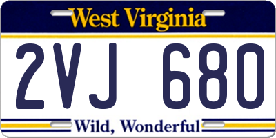 WV license plate 2VJ680