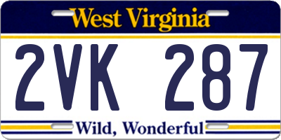 WV license plate 2VK287