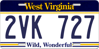 WV license plate 2VK727