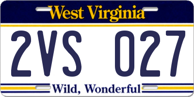 WV license plate 2VS027