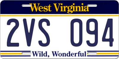 WV license plate 2VS094