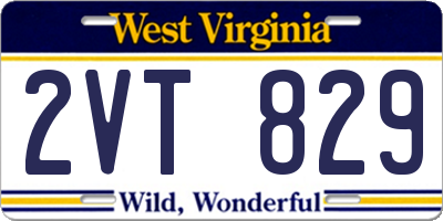 WV license plate 2VT829