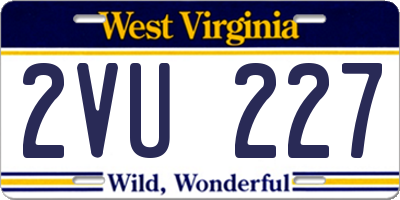 WV license plate 2VU227