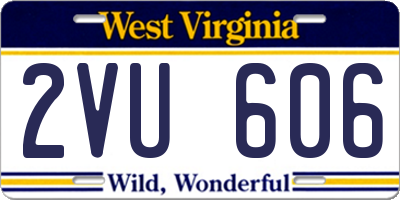 WV license plate 2VU606