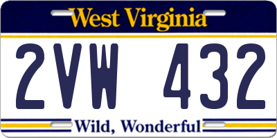 WV license plate 2VW432