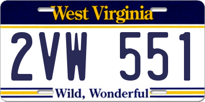 WV license plate 2VW551