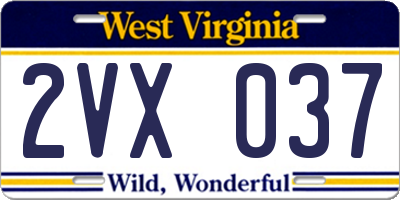 WV license plate 2VX037