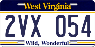 WV license plate 2VX054