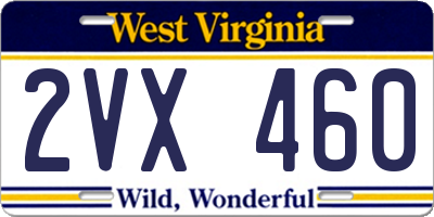 WV license plate 2VX460