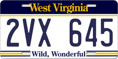 WV license plate 2VX645