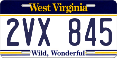 WV license plate 2VX845