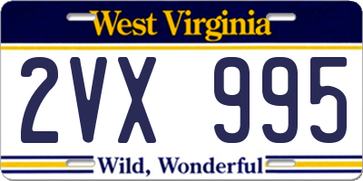 WV license plate 2VX995