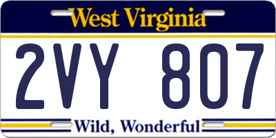 WV license plate 2VY807