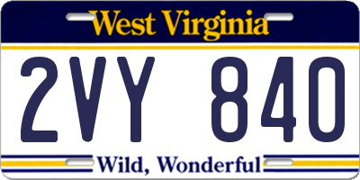 WV license plate 2VY840
