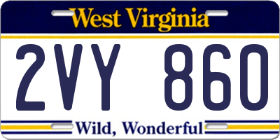 WV license plate 2VY860