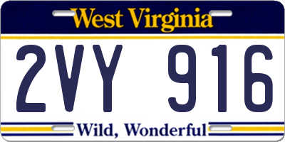 WV license plate 2VY916