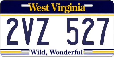 WV license plate 2VZ527