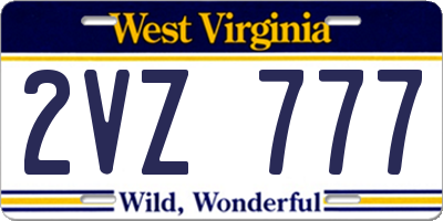 WV license plate 2VZ777